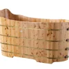 ALFI brand AB1103 59" Free Standing Cedar Wood Bathtub with Bench