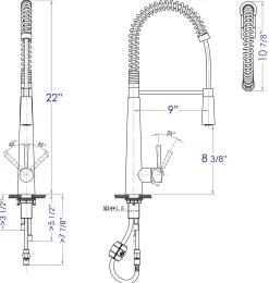 ALFI brand AB2039 Solid Stainless Steel Commercial Spring Kitchen Faucet