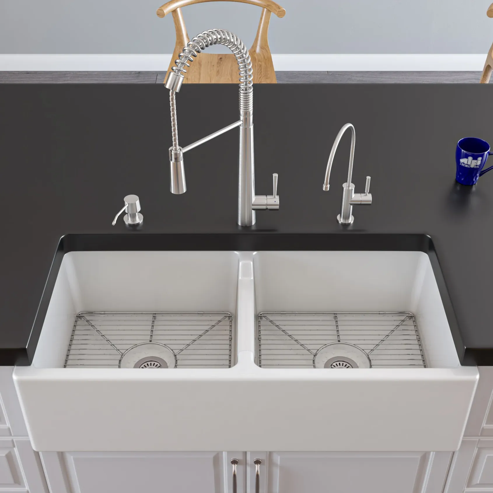 ALFI brand AB2039 Solid Stainless Steel Commercial Spring Kitchen Faucet