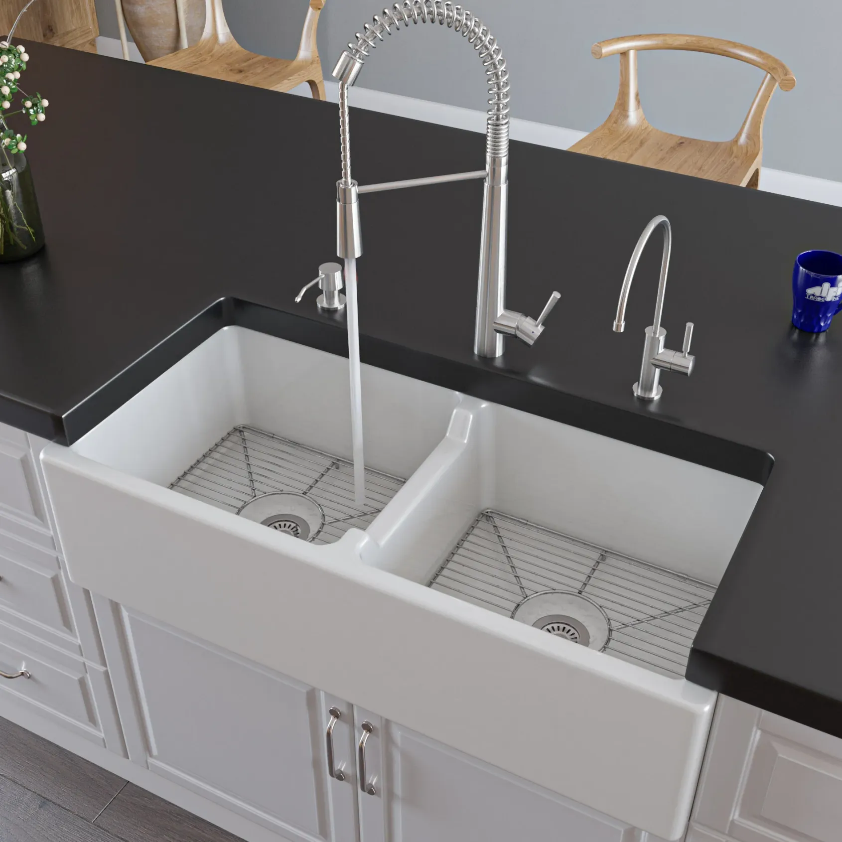 ALFI brand AB2039 Solid Stainless Steel Commercial Spring Kitchen Faucet