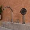 ALFI brand AB2503-BN Brushed Nickel Deck Mounted Tub Filler with Hand Held Showerhead
