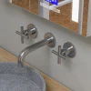 ALFI brand AB1035-BN Brushed Nickel 8" Widespread Wall-Mounted Cross Handle Faucet