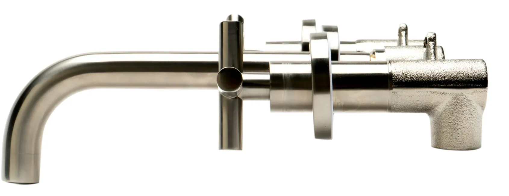 ALFI brand AB1035-BN Brushed Nickel 8" Widespread Wall-Mounted Cross Handle Faucet