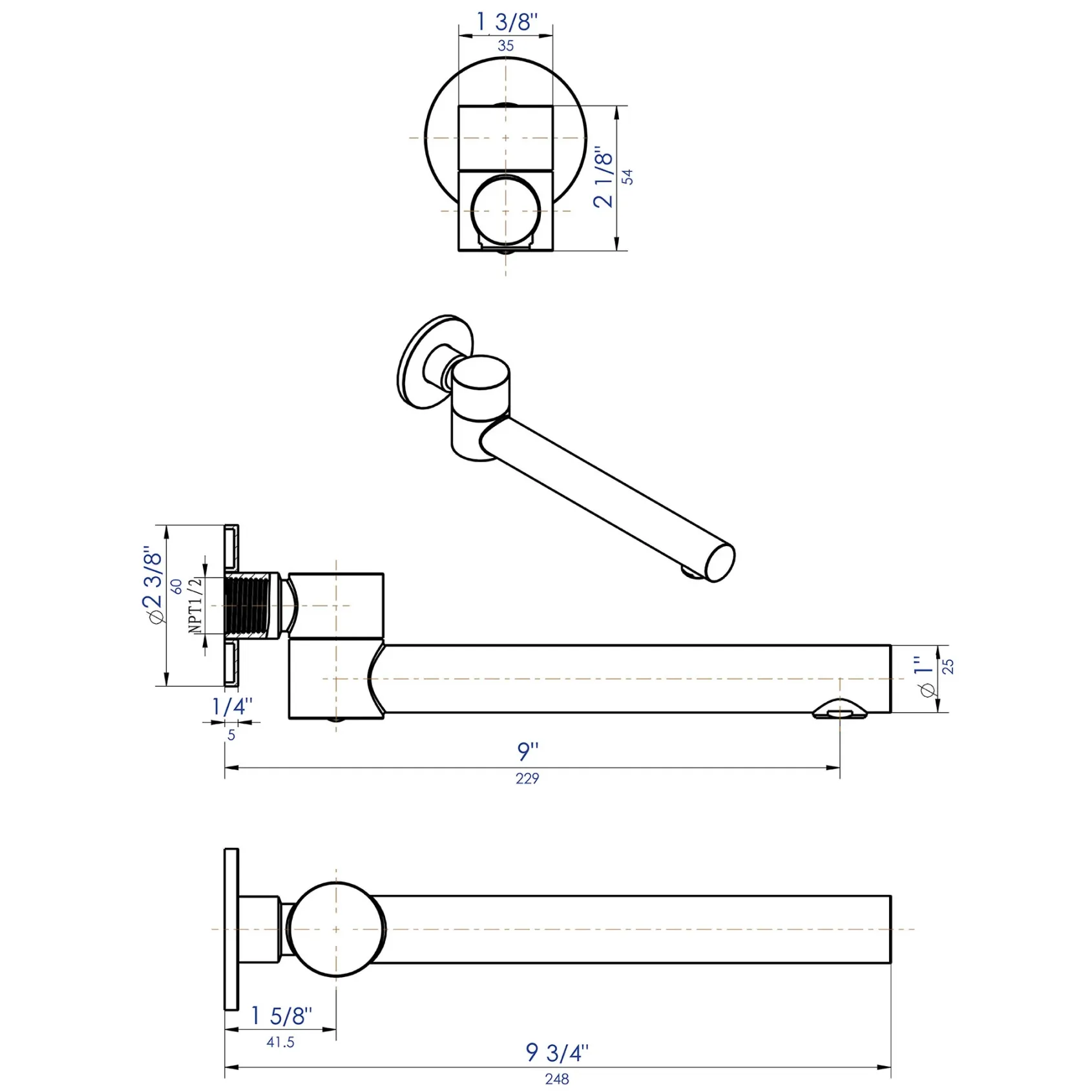 ALFI brand AB6601-BN Brushed Nickel Round Foldable Tub Spout