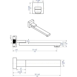 ALFI brand AB7701-BN Brushed Nickel Square Foldable Tub Spout