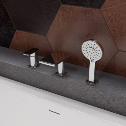 ALFI brand AB2879-PC Polished Chrome Deck Mounted Tub Filler with Hand Held Showerhead