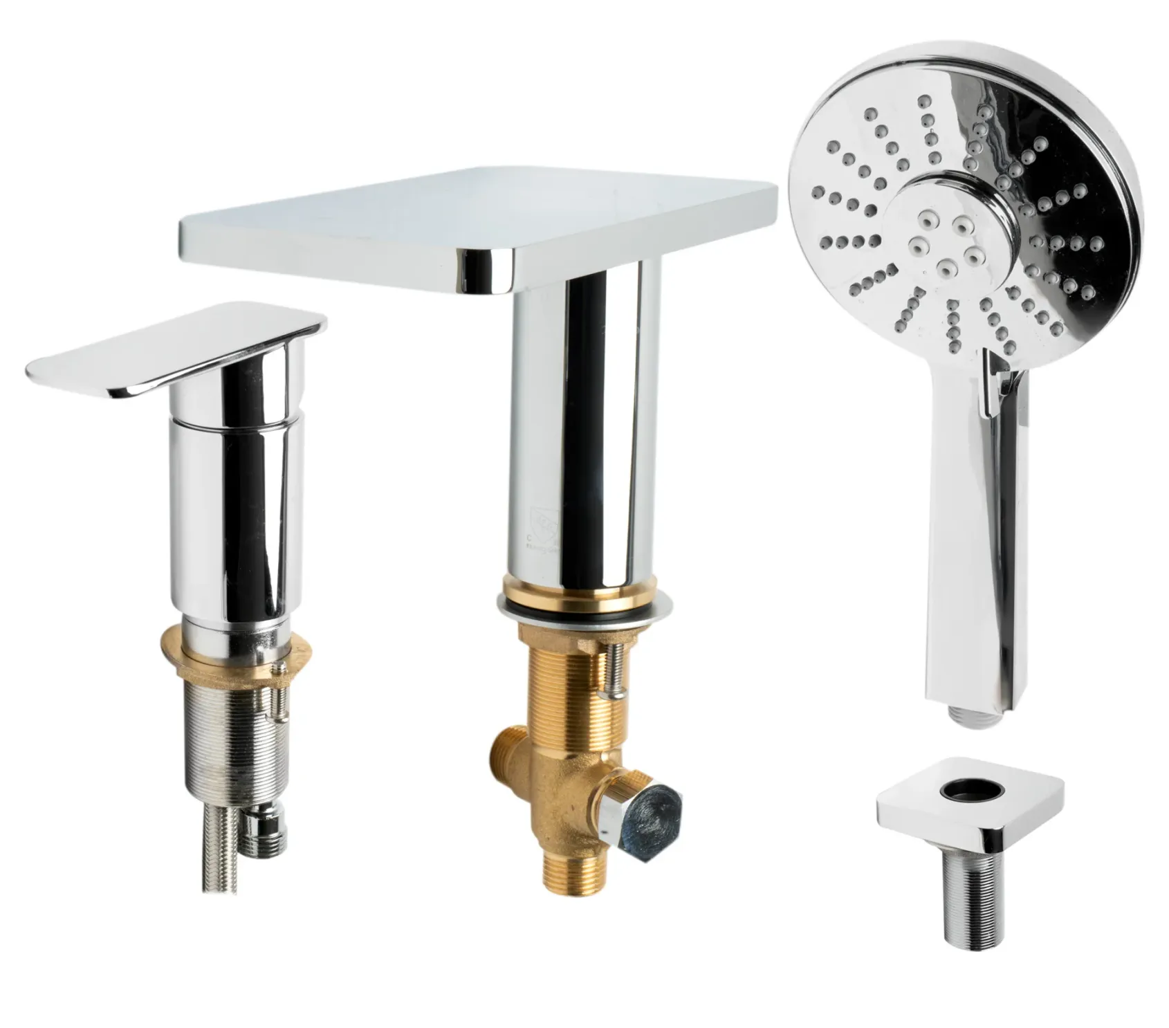 ALFI brand AB2879-PC Polished Chrome Deck Mounted Tub Filler with Hand Held Showerhead