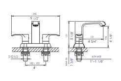 ALFI brand AB1493-PC Polished Chrome Two-Handle 4'' Centerset Bathroom Faucet