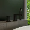 ALFI brand Brass, AB2322-BM Black Matte 3 Hole Deck Mounted Tub Filler with Hand Held
