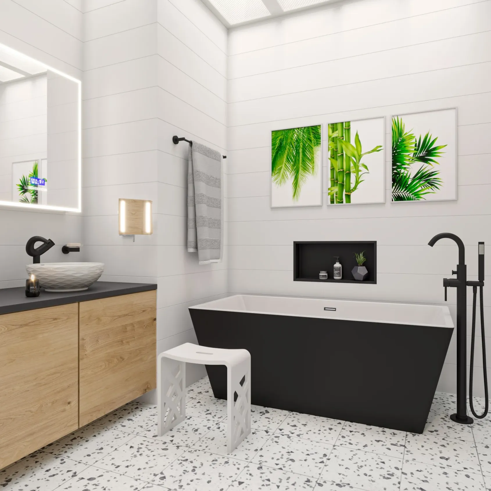 ALFI brand Brass, AB2534-BM Black Matte Single Lever Floor Mounted Tub Filler Mixer w Hand Held Shower Head