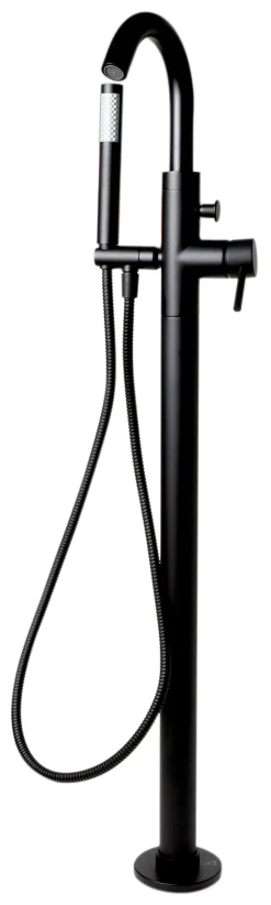 ALFI brand Brass, AB2534-BM Black Matte Single Lever Floor Mounted Tub Filler Mixer w Hand Held Shower Head