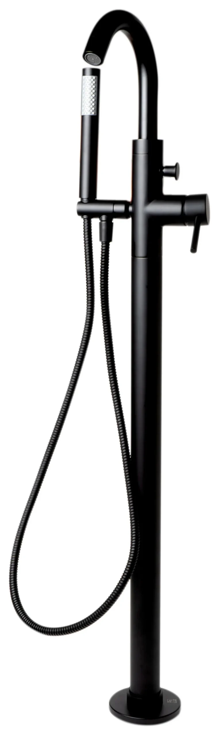 ALFI brand Brass, AB2534-BM Black Matte Single Lever Floor Mounted Tub Filler Mixer w Hand Held Shower Head