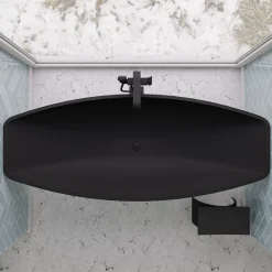 ALFI brand Brass, AB2180-BM Black Matte Single Lever Floor Mounted Tub Filler Mixer w Hand Held Shower Head