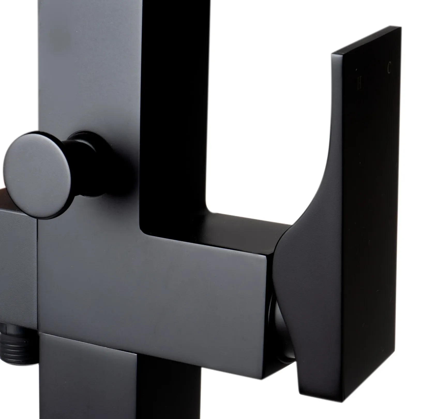 ALFI brand Brass, AB2180-BM Black Matte Single Lever Floor Mounted Tub Filler Mixer w Hand Held Shower Head