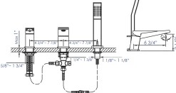 ALFI brand Brass, AB2464-BN Brushed Nickel Deck Mounted 3 Hole Tub Filler & Shower Head