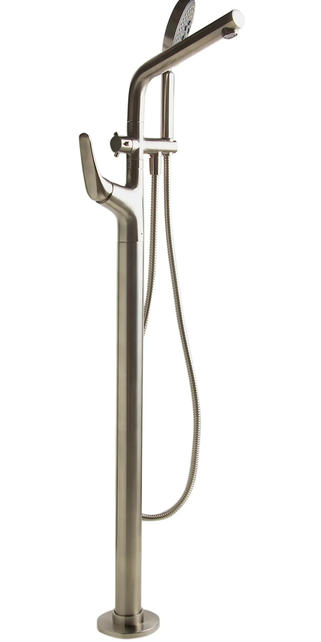 ALFI brand Brass, AB2758-BN Brushed Nickel Floor Mounted Tub Filler + Mixer /w additional Hand Held Shower Head