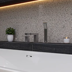 ALFI brand Brass, AB2322-BN Brushed Nickel Deck Mounted Tub Filler and Square Hand Held Shower Head