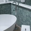 ALFI brand Brass, AB2534-PC Polished Chrome Single Lever Floor Mounted Tub Filler Mixer w Hand Held Shower Head