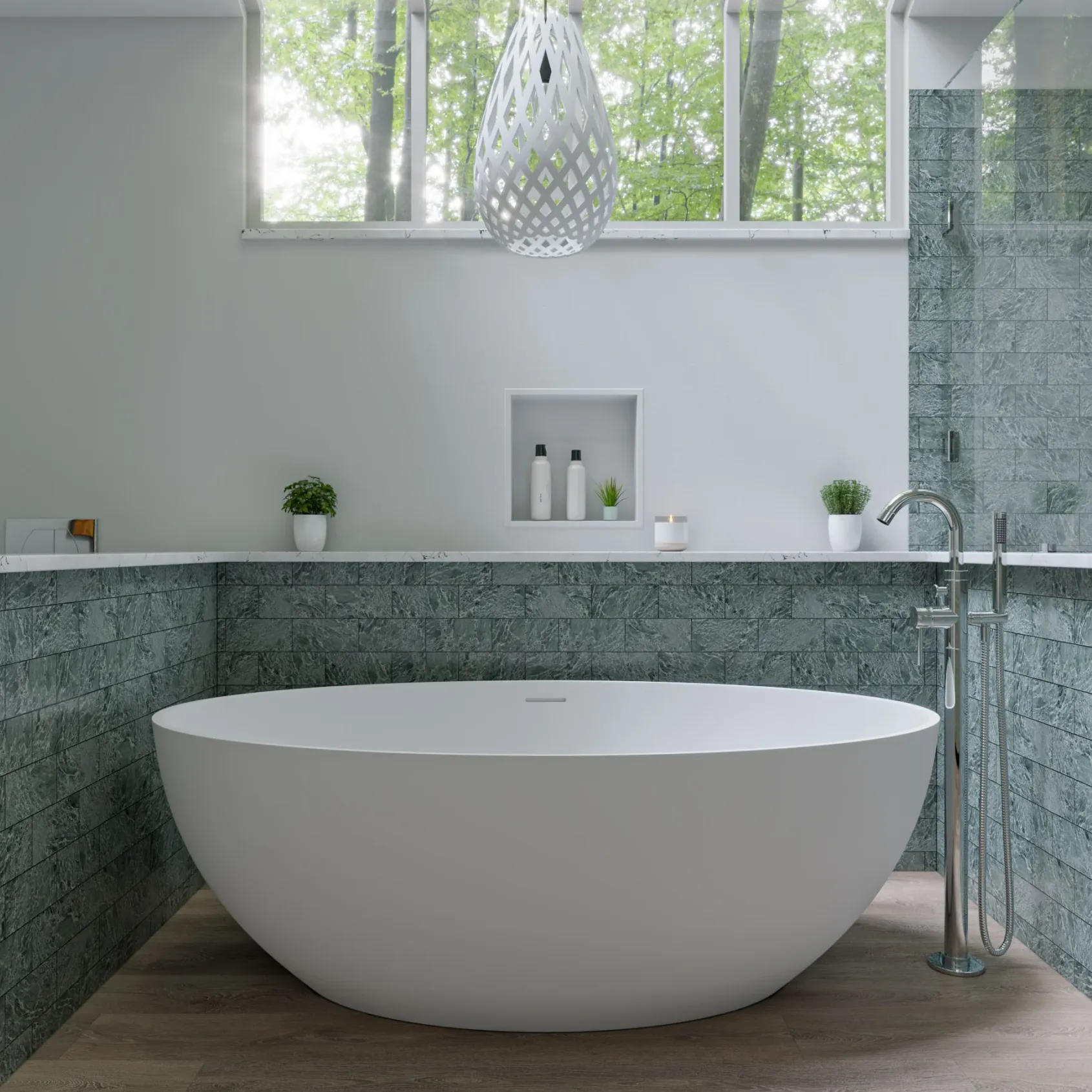 ALFI brand Brass, AB2534-PC Polished Chrome Single Lever Floor Mounted Tub Filler Mixer w Hand Held Shower Head