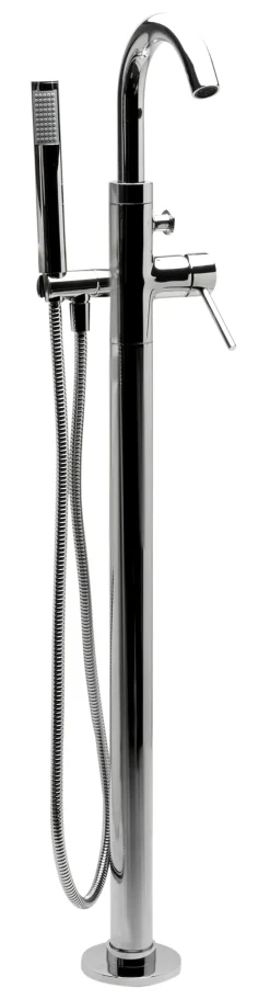 ALFI brand Brass, AB2534-PC Polished Chrome Single Lever Floor Mounted Tub Filler Mixer w Hand Held Shower Head