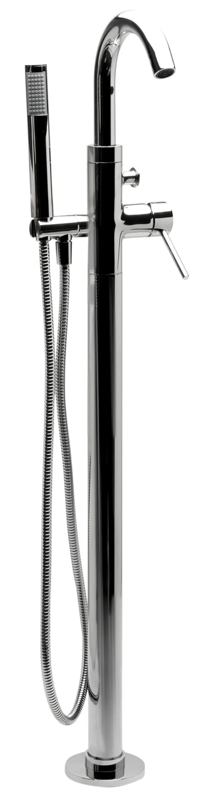 ALFI brand Brass, AB2534-PC Polished Chrome Single Lever Floor Mounted Tub Filler Mixer w Hand Held Shower Head
