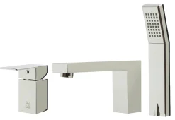 ALFI brand Brass, AB2322-PC Polished Chrome Deck Mounted Tub Filler and Square Hand Held Shower Head