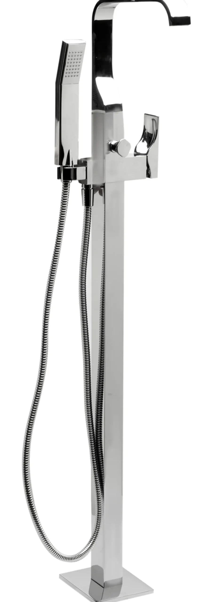 ALFI brand Brass, AB2180-PC Polished Chrome Single Lever Floor Mounted Tub Filler Mixer w Hand Held Shower Head