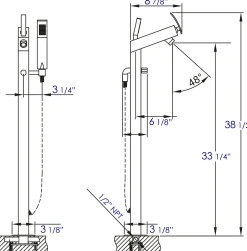 ALFI brand Brass, AB2728-PC Polished Chrome Floor Mounted Tub Filler + Mixer /w additional Hand Held Shower Head