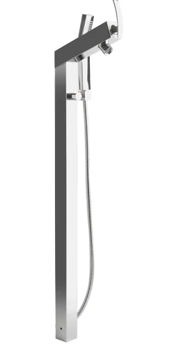 ALFI brand Brass, AB2728-PC Polished Chrome Floor Mounted Tub Filler + Mixer /w additional Hand Held Shower Head