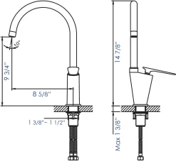ALFI Brushed Nickel Gooseneck Single Hole Bathroom Faucet, AB3600-BN
