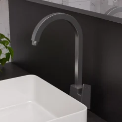 ALFI Brushed Nickel Gooseneck Single Hole Bathroom Faucet, AB3470-BN