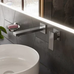 ALFI Brushed Nickel Single Lever Wallmount Bathroom Faucet, AB1468-BN