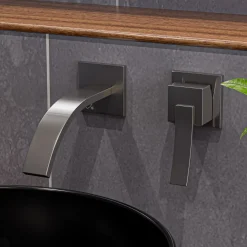 ALFI Brushed Nickel Single Lever Wallmount Bathroom Faucet, AB1256-BN