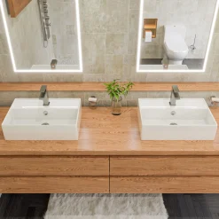 ALFI Brushed Nickel Square Single Lever Bathroom Faucet, AB1229-BN