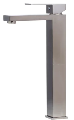ALFI Brushed Nickel Tall Square Single Lever Bathroom Faucet, AB1129-BN