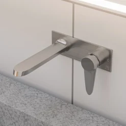 ALFI Brushed Nickel Wall Mounted Modern Bathroom Faucet, AB1772-BN