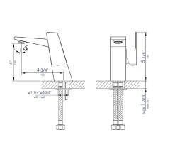 ALFI Polished Chrome Modern Single Hole Bathroom Faucet, AB1470-PC