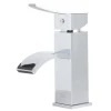ALFI Polished Chrome Square Body Curved Spout Single Lever Bathroom Faucet, AB1258-PC