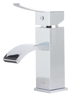 ALFI Polished Chrome Square Body Curved Spout Single Lever Bathroom Faucet, AB1258-PC