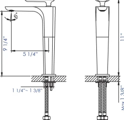 ALFI Polished Chrome Tall Single Hole Modern Bathroom Faucet, AB1778-PC
