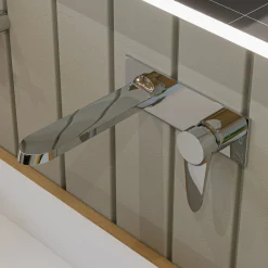 ALFI Polished Chrome Wall Mounted Modern Bathroom Faucet, AB1772-PC