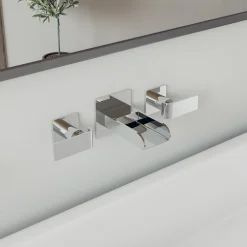 ALFI Polished Chrome Widespread Wall Mounted Modern Waterfall Bathroom Faucet, AB1796-PC