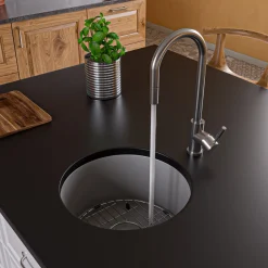 ALFI Solid Brushed Stainless Steel Single Hole Pull Down Kitchen Faucet, AB2028-BSS