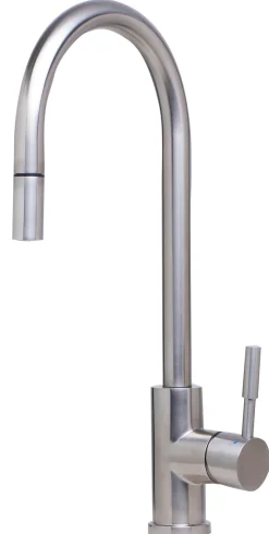 ALFI Solid Brushed Stainless Steel Single Hole Pull Down Kitchen Faucet, AB2028-BSS