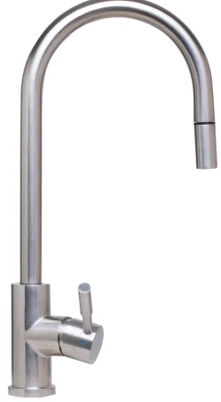 ALFI Solid Brushed Stainless Steel Single Hole Pull Down Kitchen Faucet, AB2028-BSS