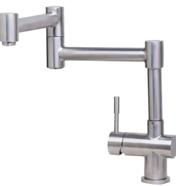 ALFI Solid Brushed Stainless Steel Retractable Single Hole Kitchen Faucet, AB2038-BSS
