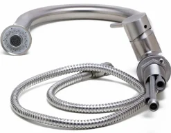 ALFI Solid Brushed Stainless Steel Pull Down Single Hole Kitchen Faucet, AB2034-BSS