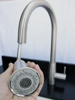 ALFI Solid Brushed Stainless Steel Pull Down Single Hole Kitchen Faucet, AB2034-BSS