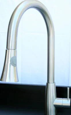 ALFI Solid Brushed Stainless Steel Pull Down Single Hole Kitchen Faucet, AB2034-BSS