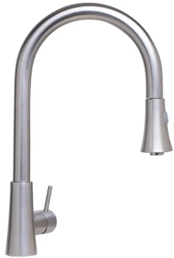 ALFI Solid Brushed Stainless Steel Pull Down Single Hole Kitchen Faucet, AB2034-BSS